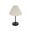 GloboStar® ORACLE 204-0156 Μοντέρνο Eπιτραπέζιο Φωτιστικό Μονόφωτο 1 x E27 IP20 Μαύρο Μέταλλο με Μπεζ Ύφασμα - Μ22 x Π22 x Υ36cm