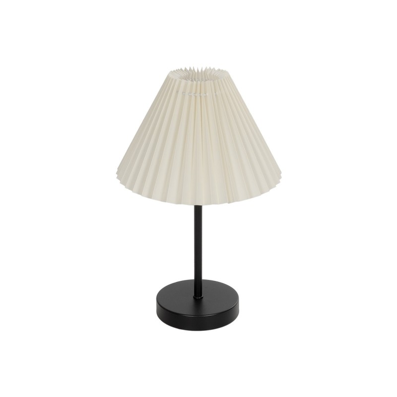 GloboStar® ORACLE 204-0156 Μοντέρνο Eπιτραπέζιο Φωτιστικό Μονόφωτο 1 x E27 IP20 Μαύρο Μέταλλο με Μπεζ Ύφασμα - Μ22 x Π22 x Υ36cm