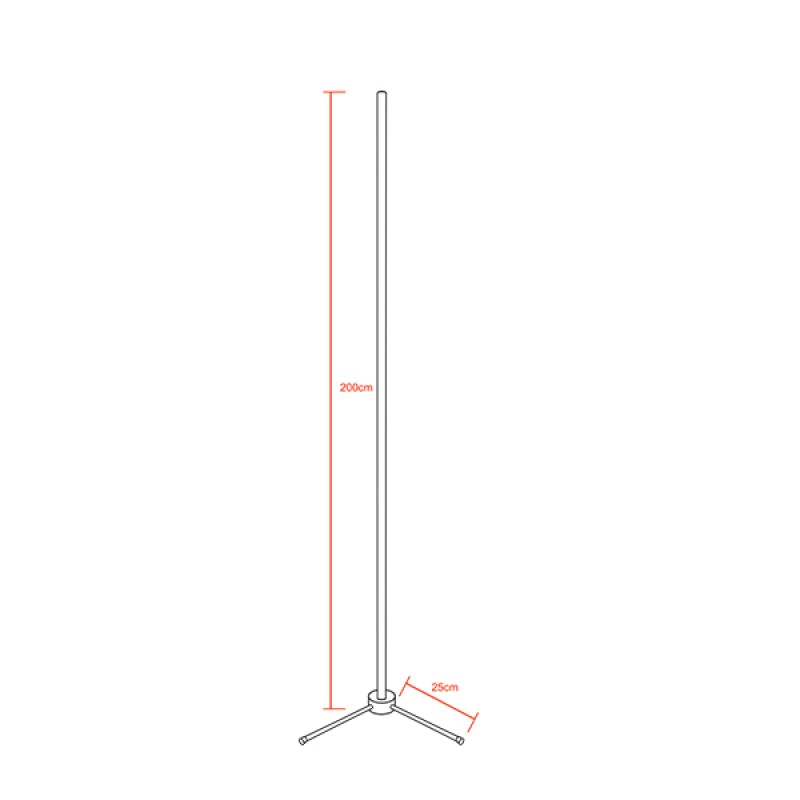 Μοντέρνο Minimal Επιδαπέδιο Μαύρο Φωτιστικό 200cm LED 32 Watt με Ασύρματο Χειριστήριο RF & Dimmer Θερμό Λευκό 3000k GloboStar ALIEN Design GLOBO-200-3