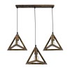 GloboStar® TRIANGLE 00624 Μοντέρνο Κρεμαστό Φωτιστικό Ράγα Τρίφωτο 3 x E27 IP20 Μπρούτζινο Μέταλλο - Μ70 x Π22 x Y130cm
