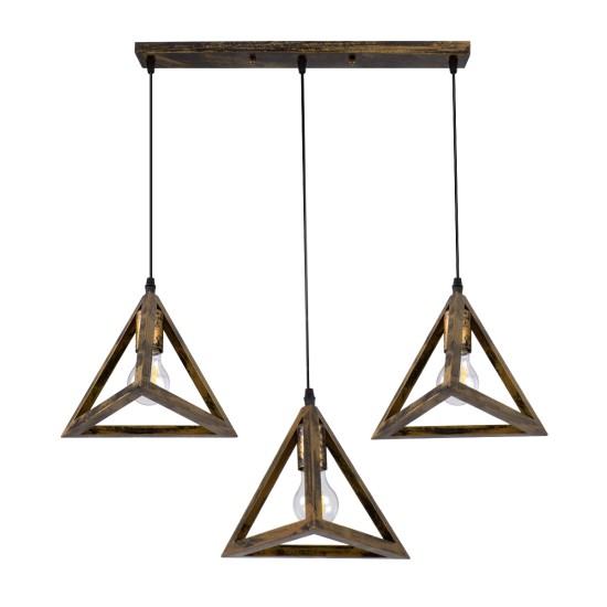 GloboStar® TRIANGLE 00624 Μοντέρνο Κρεμαστό Φωτιστικό Ράγα Τρίφωτο 3 x E27 IP20 Μπρούτζινο Μέταλλο - Μ70 x Π22 x Y130cm GloboStar® TRIANGLE 00624 Μοντέρνο Κρεμαστό Φωτιστικό Ράγα Τρίφωτο 3 x E27 IP20 Μπρούτζινο Μέταλλο - Μ70 x Π22 x Y130cm