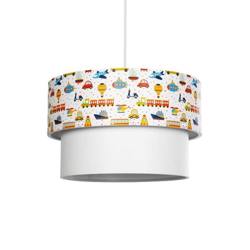 GloboStar® TRAIN 204-0009 Παιδικό Κρεμαστό Φωτιστικό Φιγούρα Μονόφωτο 1 x E27 IP20 Λευκό Ύφασμα - Μ30 x Π30 x Υ70cm