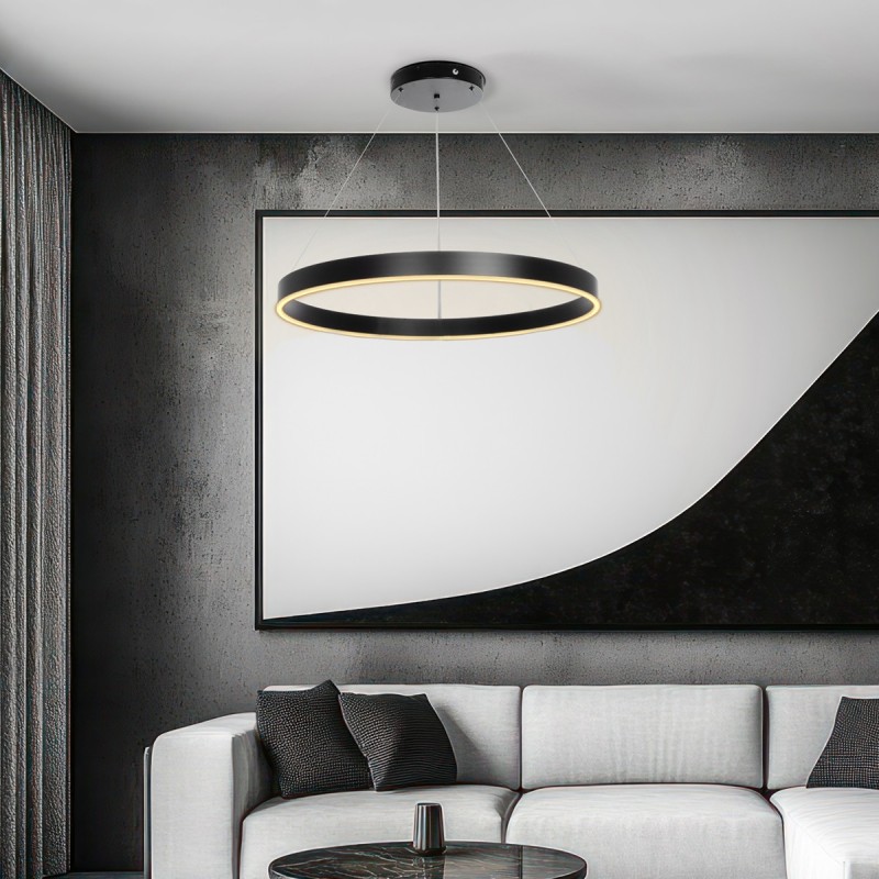 kelvo® VENOM KLV-101-0190 Κρεμαστό Φωτιστικό Οροφής LED 67W 6700lm 120° AC 220-240V IP20 Ρυθμιζόμενο Λευκό CCT με Χειριστήριο από 2700K έως 6000K Dimmable - Lumileds SMD Chip - Μαύρο Ματ - Μ80 x Π80 x Υ6.5cm - 3 Χρόνια Εγγύηση