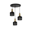GloboStar® RADIANT 201-0097 Vintage Κρεμαστό Φωτιστικό Πλέγμα Τρίφωτο 3 x E27 IP20 Μαύρο & Χρυσό Μέταλλο - Μ30 x Π30 x Υ80cm