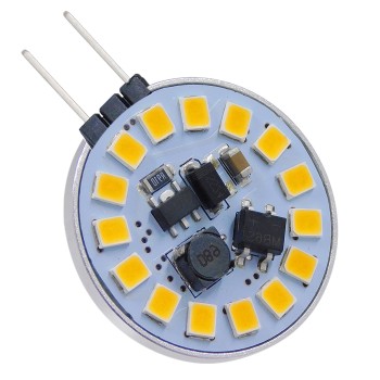 GLOBOSTAR® G4SIDE 76106 Λάμπα G4 LED 3W 300lm 120° DC 12-24V IP20 Θερμό Λευκό 2700K Dimmable - Sanan SMD Chip - Side Pin - Μ2.9 x Π2.9 x Υ0.8cm - 2 Χρόνια Εγγύηση