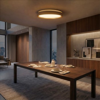 kelvo® BARCHETTA KLV-101-0267-V2 Φωτιστικό Οροφής LED 72W 7200lm 120° AC 220-240V IP20 Ρυθμιζόμενο Λευκό CCT με Χειριστήριο από 2700K έως 6000K Dimmable - Lumileds SMD Chip - Λευκό & Σαμπανιζέ Χρυσό Ματ - Μ48 x Π48 x Υ8.2cm - 3 Χρόνια Εγγύηση