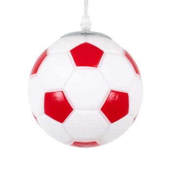 GLOBOSTAR® FOOTBALL 00642 Παιδικό Κρεμαστό Φωτιστικό Οροφής με Ντουί 1 x E27 AC 220-240V IP20 - Λευκό & Κόκκινο - Μ15 x Π15 x Y18cm