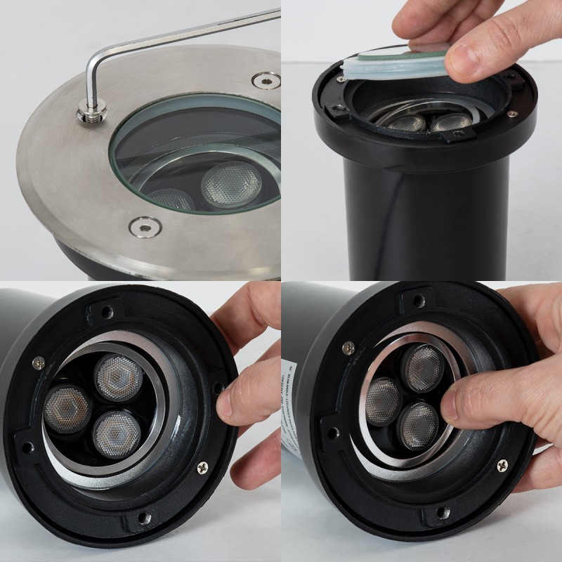 GloboStar® UNDERWATER-LUNTA 90402 Υποβρύχιο Χωνευτό Κινούμενο Φωτιστικό Σποτ Ειδικό για Σιντριβάνια LED 12W 1200lm 60° DC 24V Αδιάβροχο IP68 Φ12 x Υ13cm Ψυχρό Λευκό 6000K - Ανοξείδωτο Ατσάλι - 3 Years Warranty