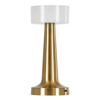 GloboStar® NANNA 76475 Επαναφορτιζόμενο Επιτραπέζιο Φωτιστικό Πορτατίφ LED 1.5W 105lm 120° DC 5V IP44 CCT Ultra Θερμό 1500K - Φυσικό Λευκό 4500K - Ψυχρό Λευκό 6000K Dimmable Χρυσό & Λευκό Πλαστικό - Μ9 x Π9 x Υ21cm - 2 Χρόνια Εγγύηση