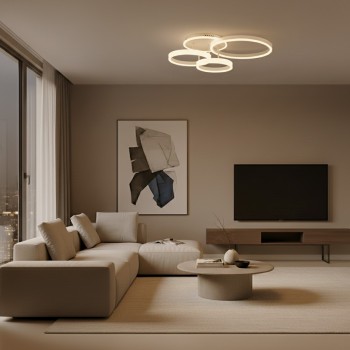 kelvo® VENOM KLV-101-0185 Φωτιστικό Οροφής LED 100W 10000lm 360° AC 220-240V IP20 Ρυθμιζόμενο Λευκό CCT με Χειριστήριο από 2700K έως 6000K Dimmable - Lumileds SMD Chip - Λευκό Ματ - Μ70 x Π40 x Υ16cm - 3 Χρόνια Εγγύηση