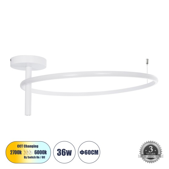 GloboStar® VERONA 61224 Φωτιστικό Οροφής Δαχτυλίδι-Κύκλος LED CCT 36W 4032lm 360° AC 220-240V - Εναλλαγή Φωτισμού μέσω Διακόπτη On/Off All In One Ψυχρό 6000k+Φυσικό 4500k+Θερμό 2700K Φ60 x Υ23cm - Λευκό - 3 Χρόνια Εγγύηση GloboStar® VERONA 61224 Φωτιστικό Οροφής Δαχτυλίδι-Κύκλος LED CCT 36W 4032lm 360° AC 220-240V - Εναλλαγή Φωτισμού μέσω Διακόπτη On/Off All In One Ψυχρό 6000k+Φυσικό 4500k+Θερμό 2700K Φ60 x Υ23cm - Λευκό - 3 Χρόνια Εγγύηση