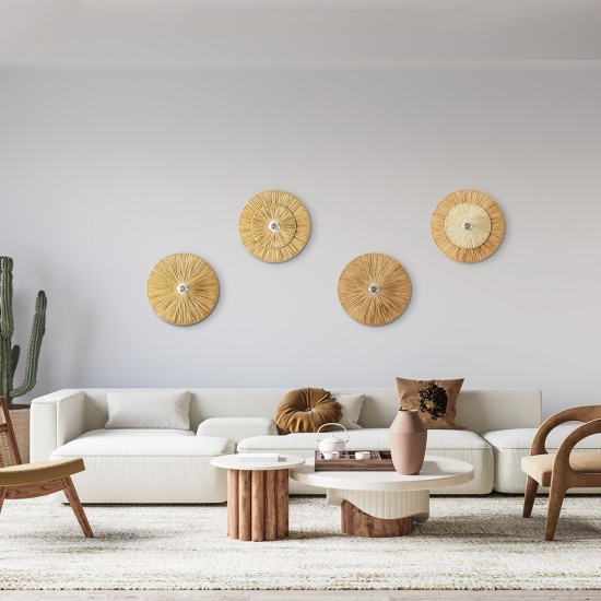 GloboStar® COLOMBO 02284 Boho Επιτοίχιο Φωτιστικό Απλίκα Μονόφωτο 1 x E27 IP20 Μπεζ Ράφια - Μ40 x Π40 x Υ9cm GloboStar® COLOMBO 02284 Boho Επιτοίχιο Φωτιστικό Απλίκα Μονόφωτο 1 x E27 IP20 Μπεζ Ράφια - Μ40 x Π40 x Υ9cm