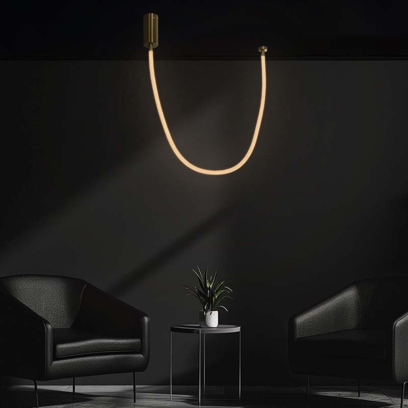 kelvo® GLOW KLV-101-0155 Κρεμαστό Φωτιστικό Οροφής LED 27W 2700lm 360° AC 220-240V IP20 Ρυθμιζόμενο Λευκό CCT με Χειριστήριο από 2700K έως 6000K Dimmable - Lumileds SMD Chip - Χρυσό Πλατίνα - Μ90 x Π9 x Υ95cm - 3 Χρόνια Εγγύηση