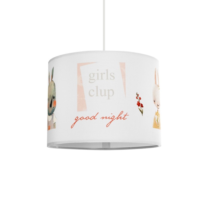 GloboStar® GIRLSCLUB 204-0010 Παιδικό Κρεμαστό Φωτιστικό Φιγούρα Μονόφωτο 1 x E27 IP20 Λευκό Ύφασμα - Μ28 x Π28 x Υ70cm