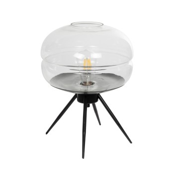 GLOBOSTAR® JAVAN 999-0036 Μοντέρνο Επιτραπέζιο Φωτιστικό Πορτατίφ με Ντουί 1 x E27 AC 220-240V IP20 - Διάφανο & Μαύρο - Μ30 x Π30 x Υ40cm