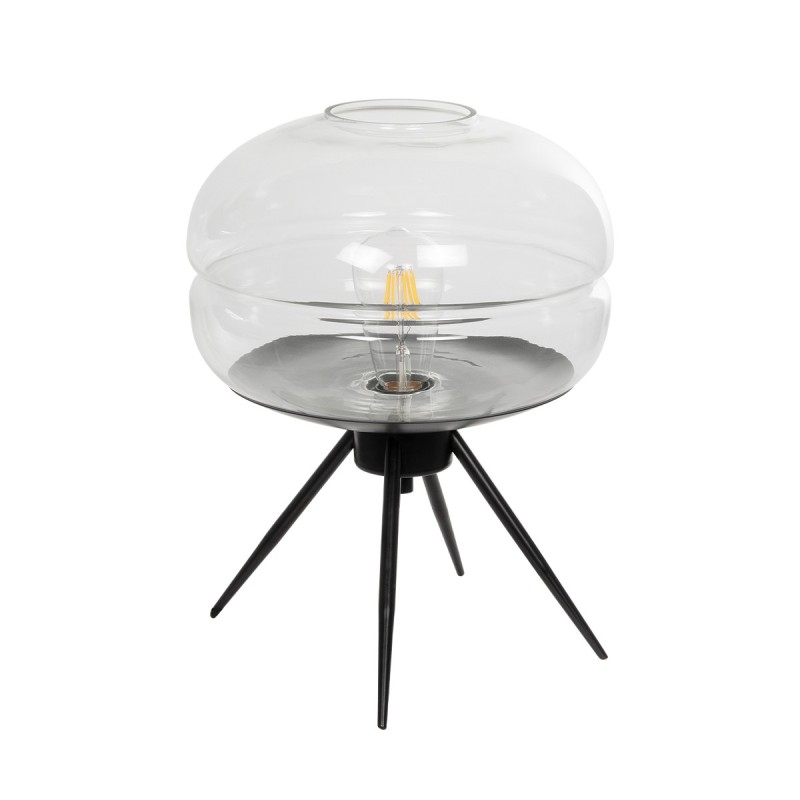 GLOBOSTAR® JAVAN 999-0036 Μοντέρνο Επιτραπέζιο Φωτιστικό Πορτατίφ με Ντουί 1 x E27 AC 220-240V IP20 - Διάφανο & Μαύρο - Μ30 x Π30 x Υ40cm