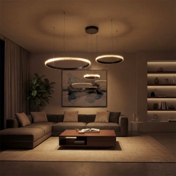 kelvo® DIAMOND KLV-101-0243 Κρεμαστό Φωτιστικό Οροφής LED 100W 10000lm 180° AC 220-240V IP20 Ρυθμιζόμενο Λευκό CCT με Χειριστήριο από 2700K έως 6000K Dimmable - Lumileds SMD Chip - Μαύρο Ματ - Μ110 x Π110 x Υ60cm - 3 Χρόνια Εγγύηση