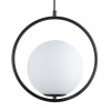 GloboStar® MADRID 00931 Μοντέρνο Κρεμαστό Φωτιστικό Μπάλα Μονόφωτο 1 x E27 IP20 Μαύρο Μέταλλο με Λευκό Γυαλί - Μ30 x Π20 x Υ30cm