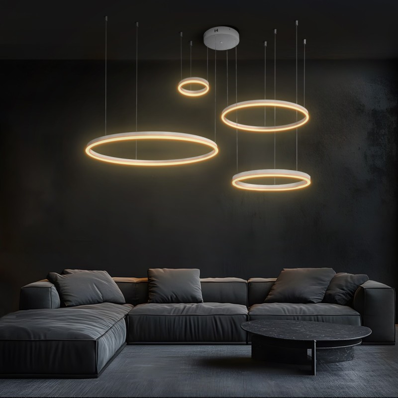 kelvo® VENOM KLV-101-0203 Κρεμαστό Φωτιστικό Οροφής LED 150W 15000lm 120° AC 220-240V IP20 Ρυθμιζόμενο Λευκό CCT με Χειριστήριο από 2700K έως 6000K Dimmable - Lumileds SMD Chip - Λευκό Ματ - Μ150 x Π90 x Υ60cm - 3 Χρόνια Εγγύηση