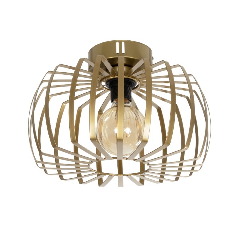 GloboStar® STAR 202-0053 Μοντέρνο Φωτιστικό Οροφής Πλέγμα Μονόφωτο 1 x E27 IP20 Χρυσό Μέταλλο - Μ40 x Π40 x Υ27cm