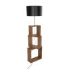 GloboStar® LUMO 201-0072 Μοντέρνο Επιδαπέδιο Φωτιστικό Μονόφωτο 1 x E27 IP20 Καρυδί Ξύλο με Μαύρο Ύφασμα - Μ37 x Π37 x Υ155cm