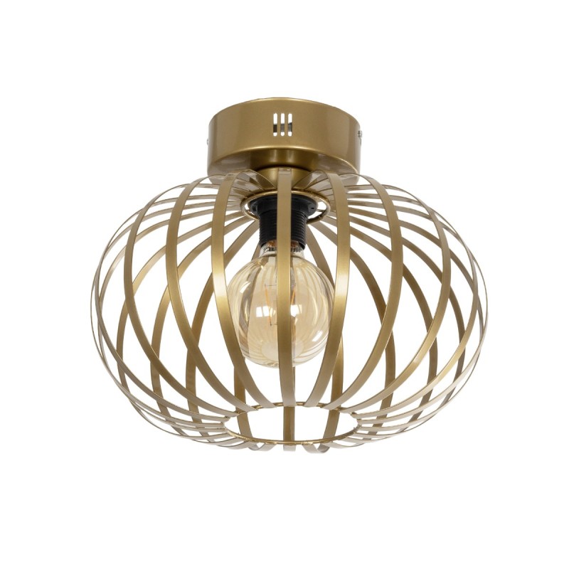 GloboStar® STAR 202-0050 Μοντέρνο Φωτιστικό Οροφής Πλέγμα Μονόφωτο 1 x E27 IP20 Χρυσό Μέταλλο - Μ40 x Π40 x Υ27cm