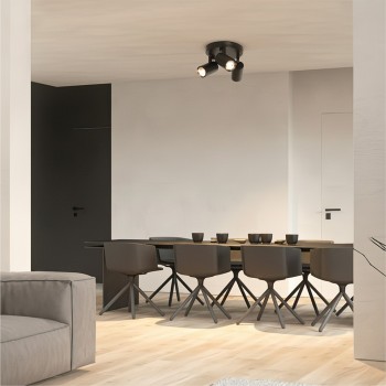 kelvo® SPOTA KLV-101-0144 Κινούμενο Φωτιστικό Σποτ Οροφής για 3 Λάμπες MR16 με Ντουί GU10 AC 220-240V IP20 - Μαύρο Ματ - Μ19 x Π19 x Υ14cm