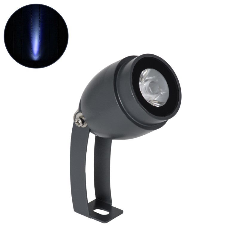 GloboStar® TREELIGHT-TREEGAL 90463 Σποτ Φωτισμού Ειδικό για Φυτά - Δέντρα με Βάση Μπετού & Κορμού LED 3W 315lm 15° DC 24V Αδιάβροχο IP67 Φ5 x Υ14.7cm Μπλε - Γκρι Ανθρακί - 3 Years Warranty