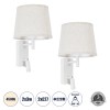 GloboStar® ROULETTE-R 61380 Μοντέρνο Φωτιστικό Τοίχου - Απλίκα Ξενοδοχείου Bed Side LED 3W 360lm & 1 x E27 36° & 360° AC 220-240V - Reading Up/Down Light - Φορτιστής USB 3A - Μ22 x Π23.5 x Υ37cm - Φυσικό Λευκό 4500K - Λευκό με Μπεζ Καπέλο - Σετ 2
