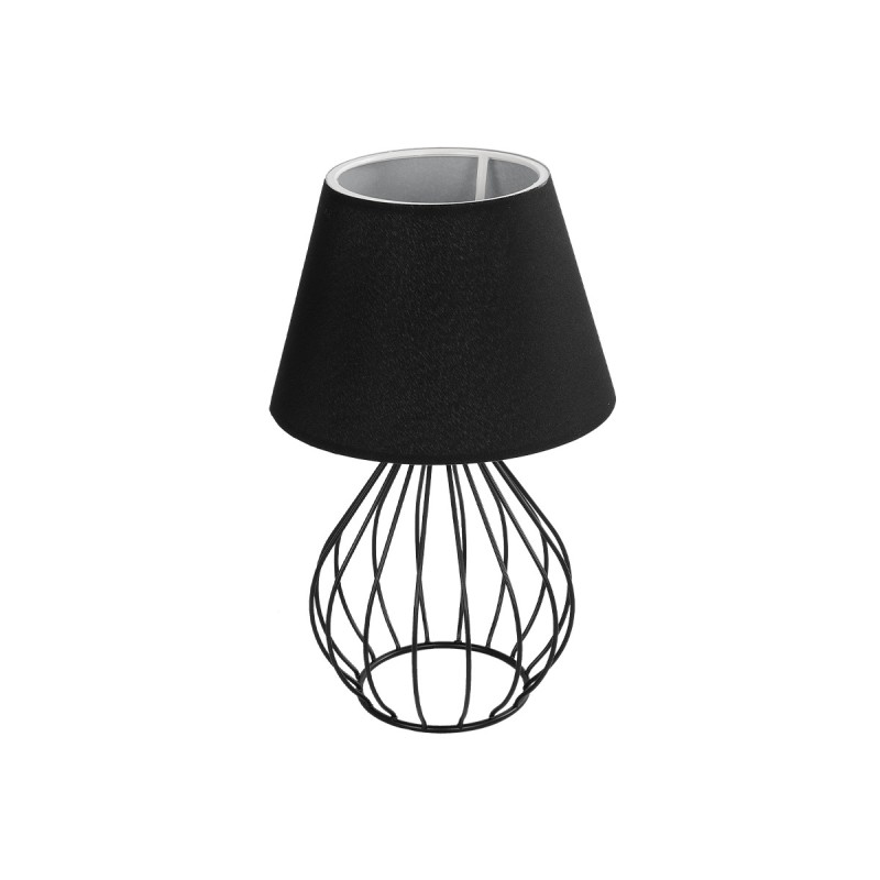 GloboStar® CLASS 204-0080 Μοντέρνο Eπιτραπέζιο Φωτιστικό Μονόφωτο 1 x E27 IP20 Μαύρο Μέταλλο με Μαύρο Ύφασμα - Μ22 x Π22 x Υ36cm