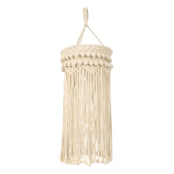 GloboStar® 36205 UGANDA Boho Καπέλο Φωτιστικού- Μακραμέ Πλεκτό Χειροποίητο Μπεζ Βαμβακερό Νήμα - Μ25 x Π25  x Υ70cm