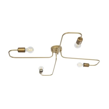 GLOBOSTAR® MOORNA 201-0065 Vintage Φωτιστικό Οροφής με Ντουί 4 x E27 AC 220-240V IP20 - Χρυσό - Μ97 x Π97 x Υ7cm
