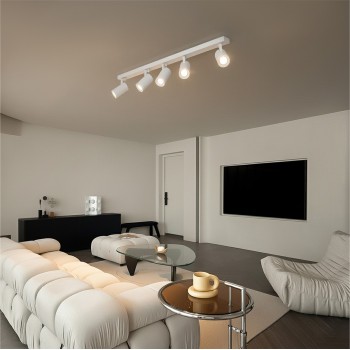 kelvo® SPOTA KLV-101-0143 Κινούμενο Φωτιστικό Σποτ Οροφής για 5 Λάμπες MR16 με Ντουί GU10 AC 220-240V IP20 - Λευκό Ματ - Μ79.5 x Π6.3 x Υ14cm