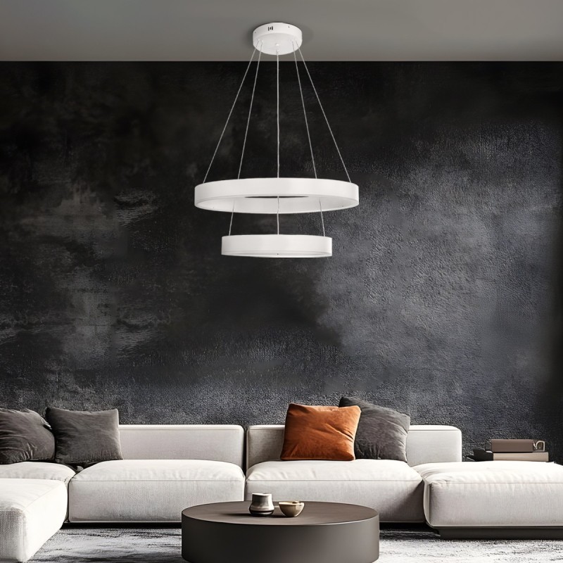 kelvo® VENOM 61186 Μοντέρνο Κρεμαστό Φωτιστικό Οροφής LED 75W 8818lm 120° AC 220-240V IP20 Ρυθμιζόμενο Λευκό CCT με Χειριστήριο από 2700K έως 6000K Dimmable - Lumileds SMD Chip - Λευκό Ματ - Μ60 x Π60 x Υ40cm - 3 Χρόνια Εγγύηση