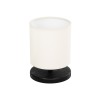 GloboStar® MINNIE 204-0062 Μοντέρνο Eπιτραπέζιο Φωτιστικό Μονόφωτο 1 x E27 IP20 Μαύρο Ξύλο με Μπεζ Ύφασμα - Μ15 x Π15 x Υ22cm
