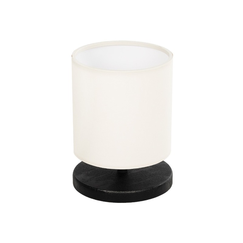 GloboStar® MINNIE 204-0062 Μοντέρνο Eπιτραπέζιο Φωτιστικό Μονόφωτο 1 x E27 IP20 Μαύρο Ξύλο με Μπεζ Ύφασμα - Μ15 x Π15 x Υ22cm