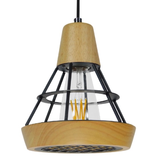 GloboStar® AKRON 10001133 Μοντέρνο Κρεμαστό Φωτιστικό Πλέγμα Μονόφωτο 1 x E27 IP20 Μπεζ Ξύλο με Μαύρο Μέταλλο - Μ19 x Π19 x Υ22cm GloboStar® AKRON 10001133 Μοντέρνο Κρεμαστό Φωτιστικό Πλέγμα Μονόφωτο 1 x E27 IP20 Μπεζ Ξύλο με Μαύρο Μέταλλο - Μ19 x Π19 x Υ22cm