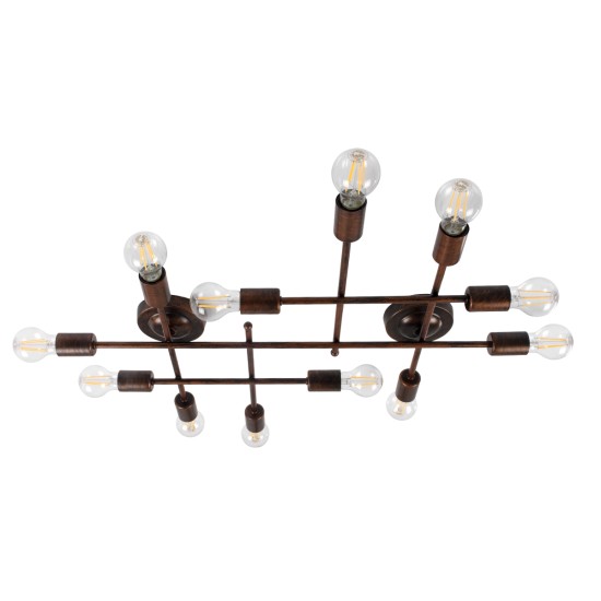 GloboStar® PIPING 00668-1 Vintage Φωτιστικό Οροφής Πλέγμα Πολύφωτο 12 x E27 IP20 Χάλκινο Μέταλλο - Μ78.5 x Π9.5 x Υ64cm GloboStar® PIPING 00668-1 Vintage Φωτιστικό Οροφής Πλέγμα Πολύφωτο 12 x E27 IP20 Χάλκινο Μέταλλο - Μ78.5 x Π9.5 x Υ64cm
