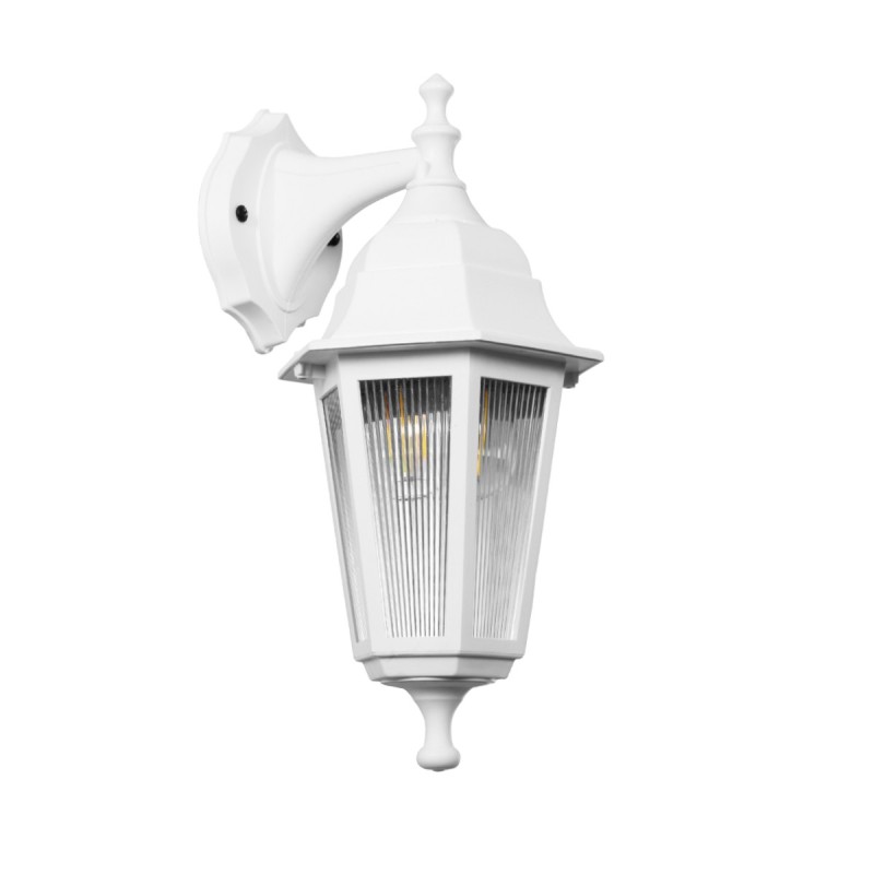 GloboStar® VITRO 203-0201 Vintage Επιτοίχιο Φωτιστικό Φαναράκι Μονόφωτο 1 x E27 IP44 Λευκό Πλαστικό - Μ19 x Π16 x Υ39cm