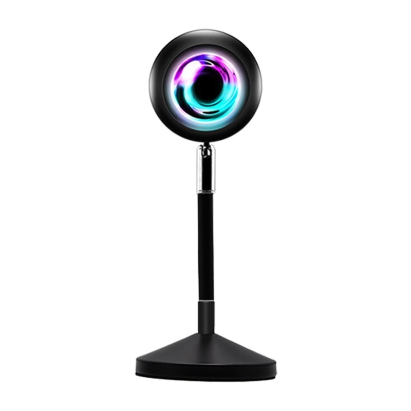 GLOBOSTAR® SUNSET GLB-106-0022 Επιτραπέζιο Φωτιστικό Πορτατίφ Προτζέκτορας Sunset με RF Ασύρματο Χειριστήριο & Λειτουργία μέσω WiFi APP LED 6W 360lm 60° AC 220-240V IP20 Πολύχρωμο RGB Dimmable - Sanan SMD Chip - Μαύρο - Μ10 x Π10 x Υ27cm - 2 Χρόνια Εγ