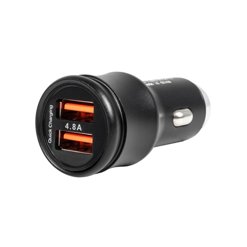 GLOBOSTAR® MATRIX GLB-106-0025 Τροφοδοτικό/Φορτιστής Αυτοκινήτου με 1 x USB 2.4A & 1 x USB-C 2.4A για Εύκαμπτη Κυλιόμενη Ψηφιακή Επιγραφή 12W AC 220-240V σε DC 5V IP20 - Μ6.6 x Π2.8 x Υ2.8cm - 2 Χρόνια Εγγύηση