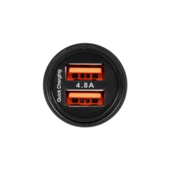 GLOBOSTAR® MATRIX GLB-106-0025 Τροφοδοτικό/Φορτιστής Αυτοκινήτου με 1 x USB 2.4A & 1 x USB-C 2.4A για Εύκαμπτη Κυλιόμενη Ψηφιακή Επιγραφή 12W AC 220-240V σε DC 5V IP20 - Μ6.6 x Π2.8 x Υ2.8cm - 2 Χρόνια Εγγύηση