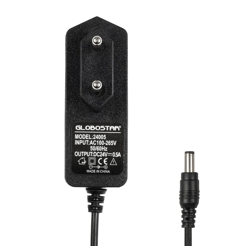 GLOBOSTAR® VOLTIX GLB-107-0005 Τροφοδοτικό/Μετασχηματιστής Class II SELV 12W 0.5A AC 220-240V σε DC 24V IP20 - Μαύρο Ματ - Μ7.3 x Π4 x Υ2.8cm - 3 Χρόνια Εγγύηση