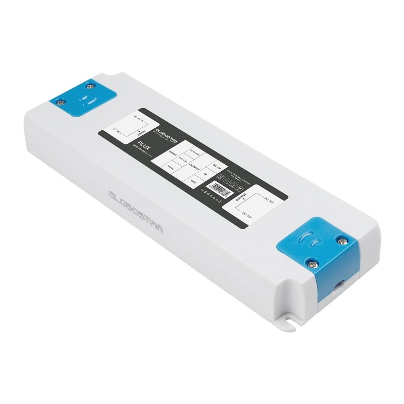 GLOBOSTAR® PLUX GLB-107-0011 Τροφοδοτικό/Μετασχηματιστής Class II SELV 60W 5A AC 220-240V σε DC 12V IP20 - Λευκό Ματ - Μ18.5 x Π6.4 x Υ2.2cm - 3 Χρόνια Εγγύηση