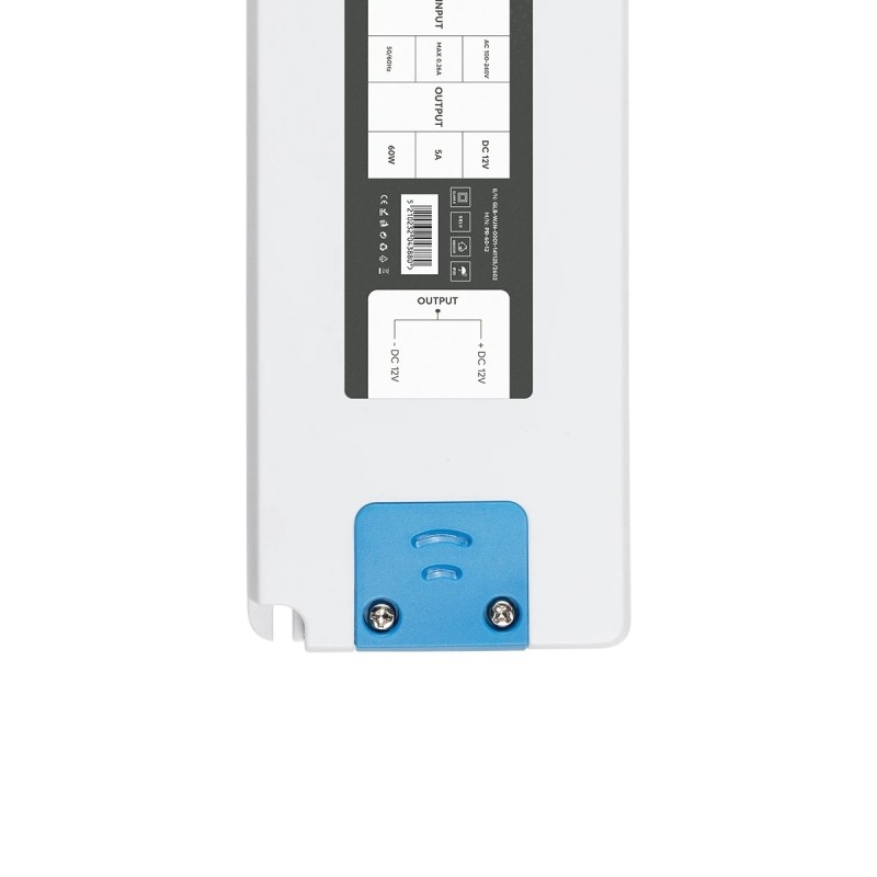 GLOBOSTAR® PLUX GLB-107-0011 Τροφοδοτικό/Μετασχηματιστής Class II SELV 60W 5A AC 220-240V σε DC 12V IP20 - Λευκό Ματ - Μ18.5 x Π6.4 x Υ2.2cm - 3 Χρόνια Εγγύηση