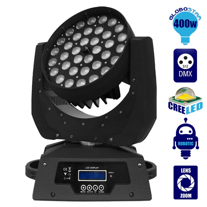 Κινούμενη Ρομποτική Κεφαλή Artemis ZOOM WASH PRO 10°-60° 36*10 Watt CREE LED RGBW 360W 230V DMX512 GloboStar 51116