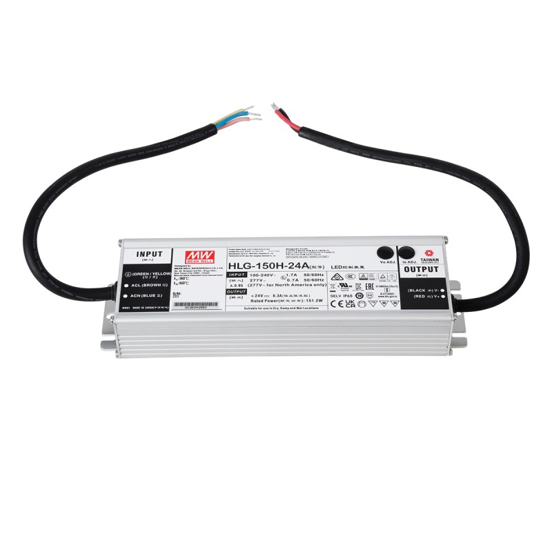 GloboStar® 90785 HLG-150H-24A MEANWELL Αδιάβροχο Μεταλλικό Τροφοδοτικό SELV για Προϊόντα LED 150W 6.25A - AC 220-240V σε DC 24V - Αδιάβροχο IP65 Μ22.8 x Π6.8 x Υ4cm - 3 Χρόνια Εγγύηση