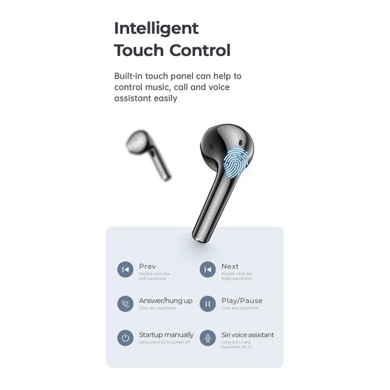 GloboStar® 87055 JOYROOM Originals JR-T13 Bilateral TWS Earphones με Θήκη Φόρτισης True Wireless Bluetooth V5.0 Binaural Συμβατό με iOS & Android Μαύρο
