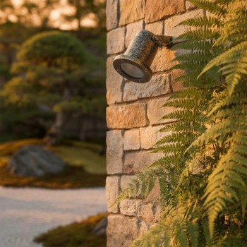 kelvo® GARDELINI KLV-101-0005-V2 Φωτιστικό Σποτ Τοίχου με Βάση για Λάμπα MR16 με Ντουί GU10 AC 220-240V Αδιάβροχο IP65 -  Χρυσό Εφέ Σκουριάς Ματ - Μ10 x Π10 x Υ30cm