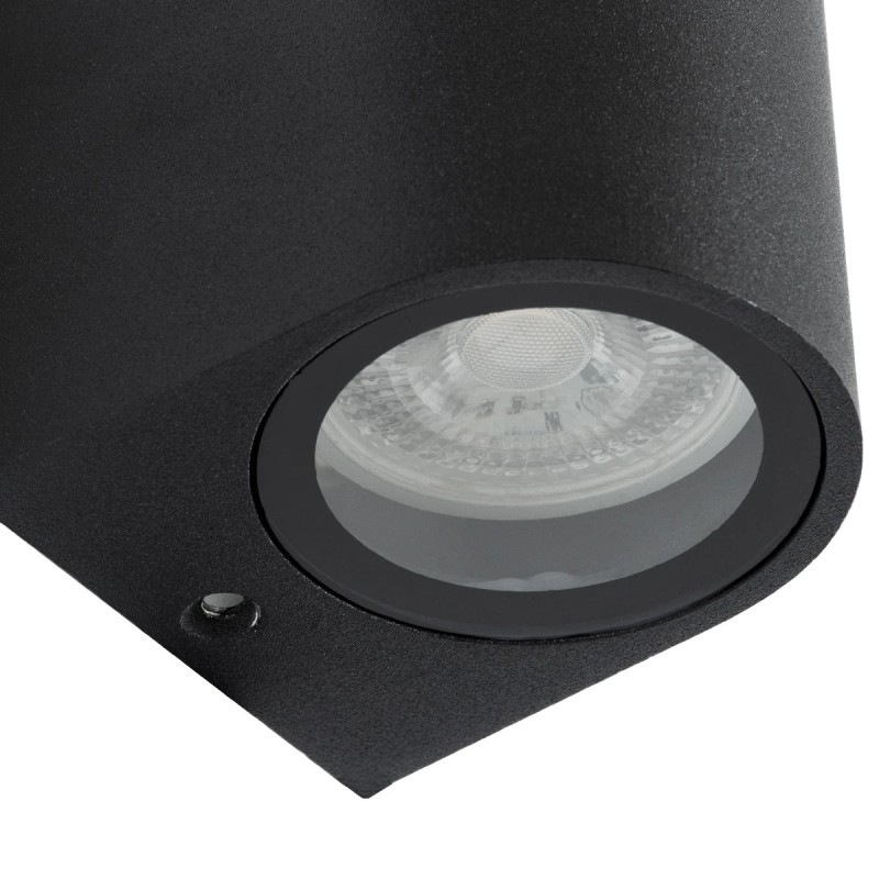 kelvo® MURANO KLV-101-0015 Φωτιστικό Τοίχου / Απλίκα για 2 Λάμπες MR16 με Ντουί GU10 AC 220-240V Αδιάβροχο IP65 - Μαύρο Ματ - Μ8 x Π8 x Υ15cm